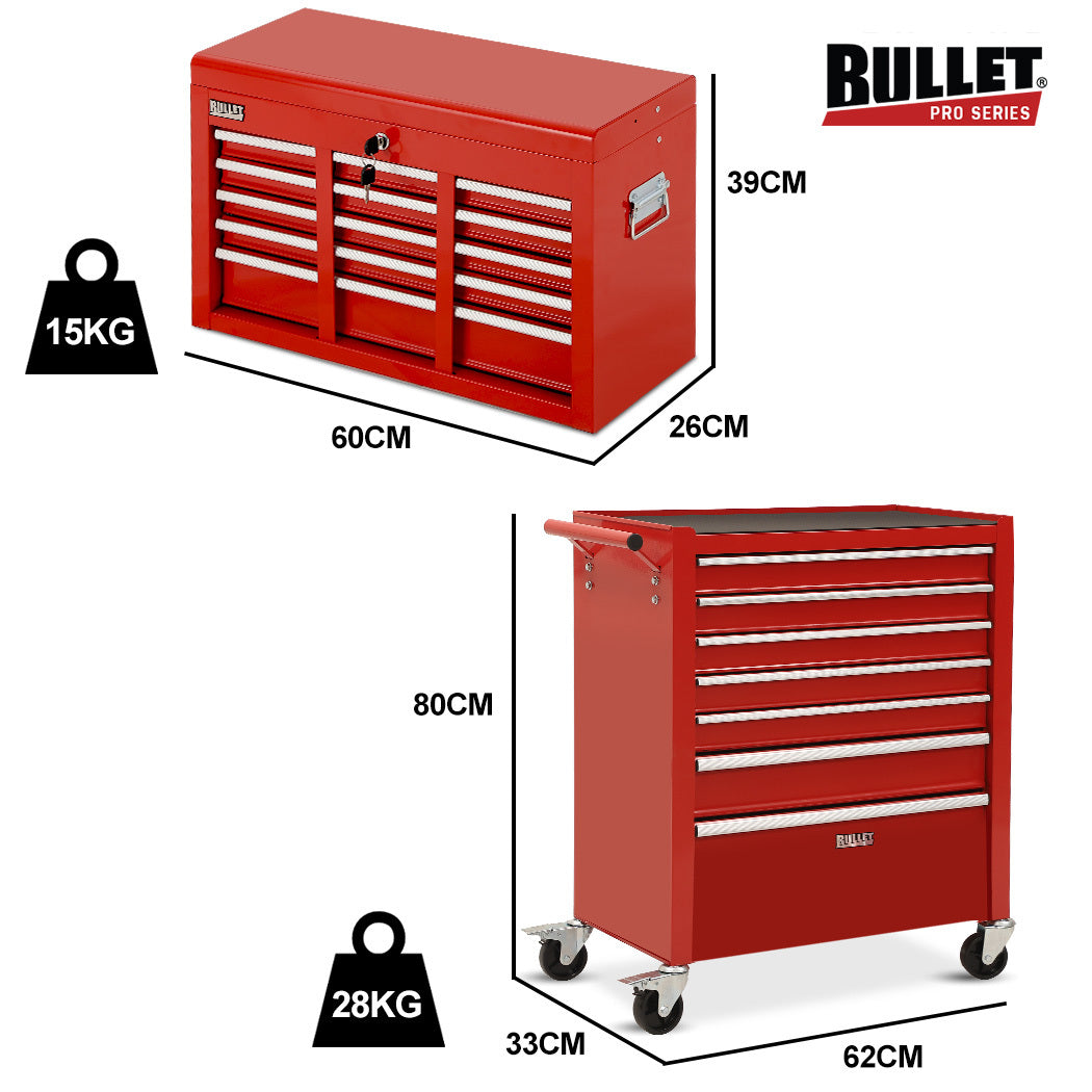 Bullet Pro 16 Drawer Tool Box Cabinet Chest Red