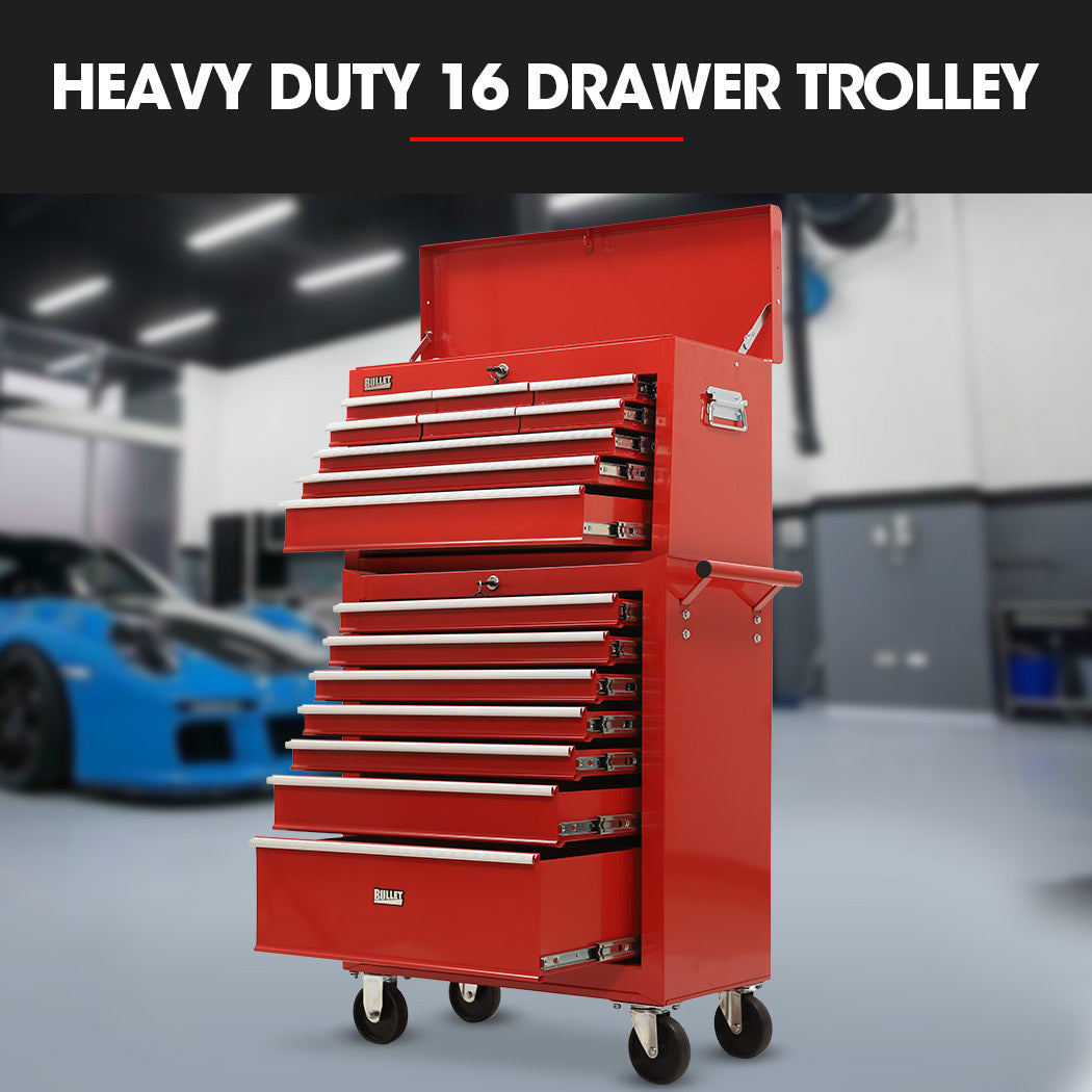 Bullet Pro 16 Drawer Tool Box Cabinet Chest Red