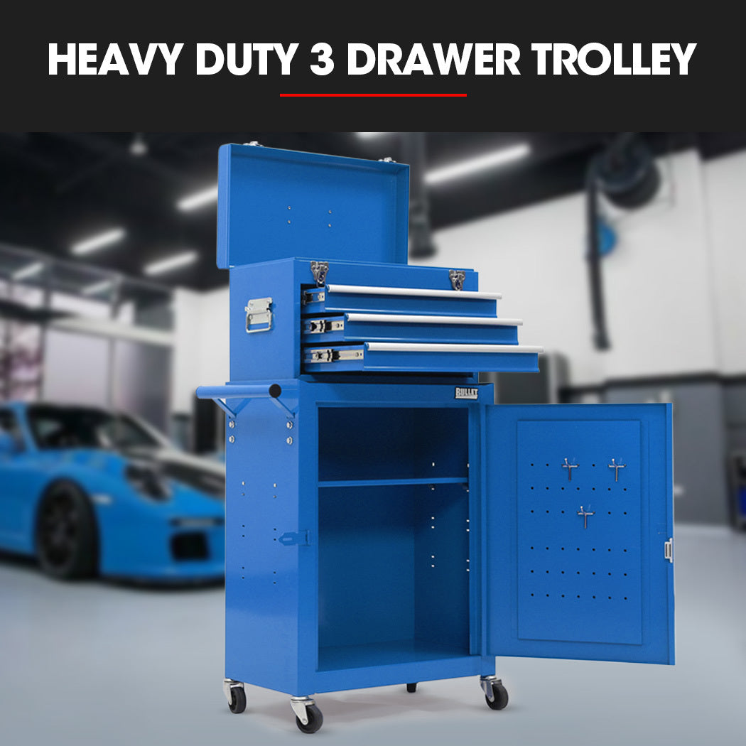 Bullet Pro 3 Drawer Tool Cabinet Trolley Blue