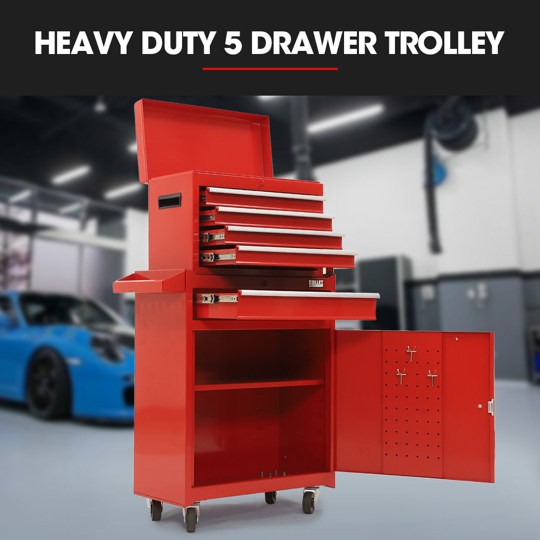 Bullet Pro 5 Drawer Tool Box Cabinet Chest Red