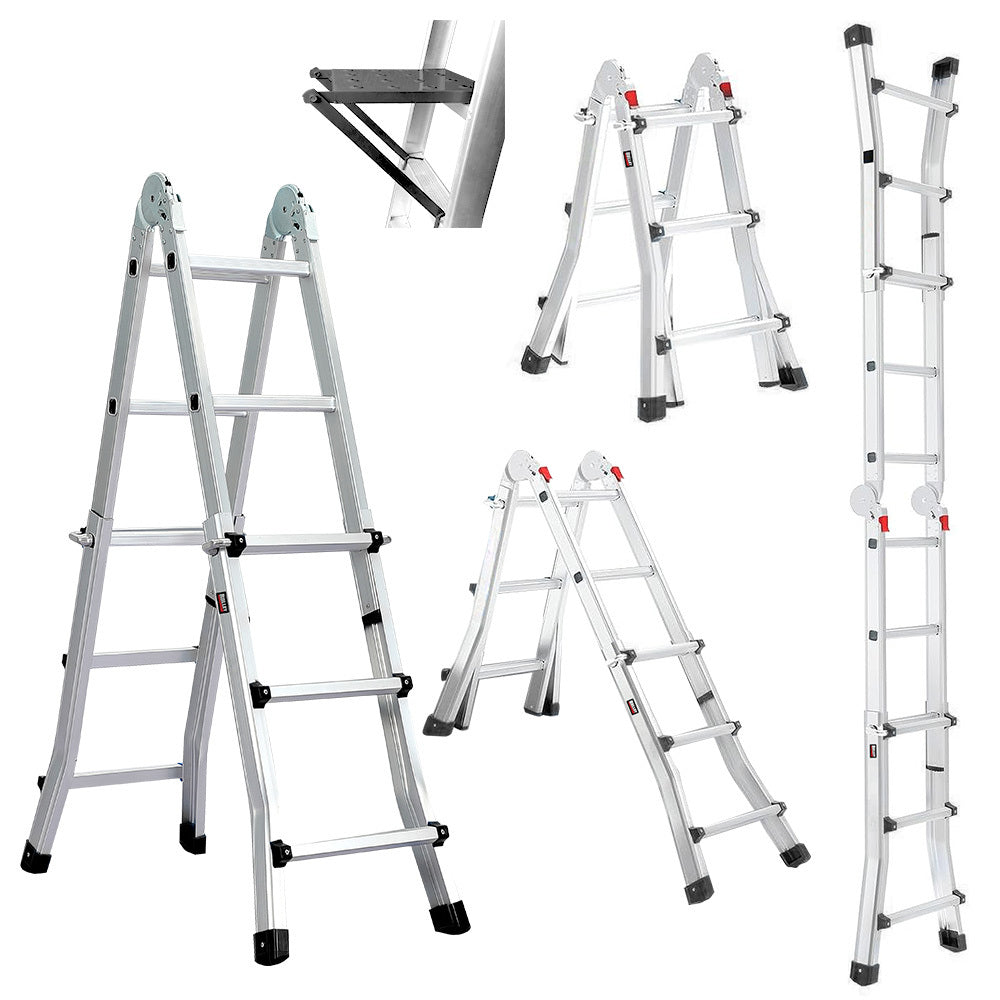 Bullet 2.9m Aluminium Multipurpose Folding Ladder with Workshelf Platform