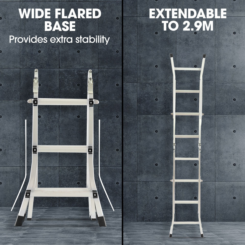 Bullet 2.9m Aluminium Multipurpose Folding Ladder with Workshelf Platform
