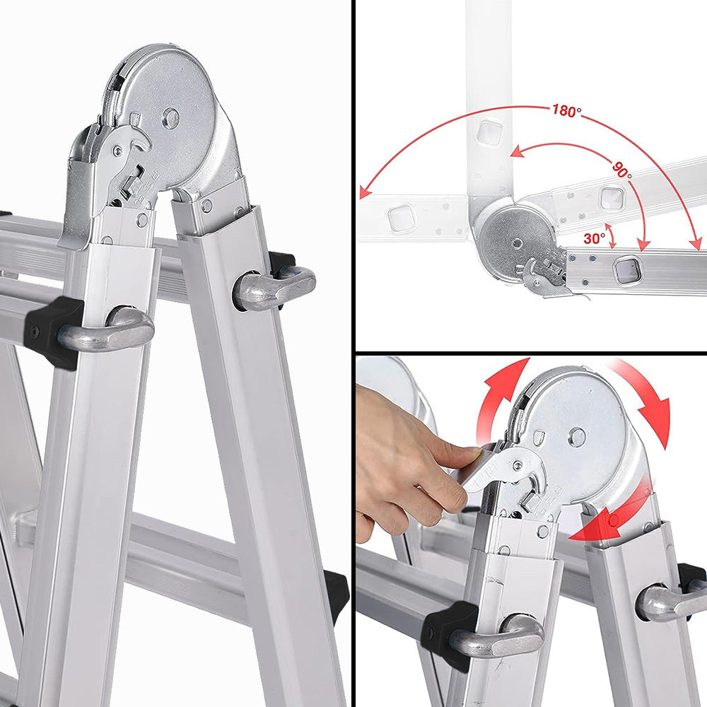 Bullet 4m Aluminium Multipurpose Ladder Folding w/ Workshelf Platform