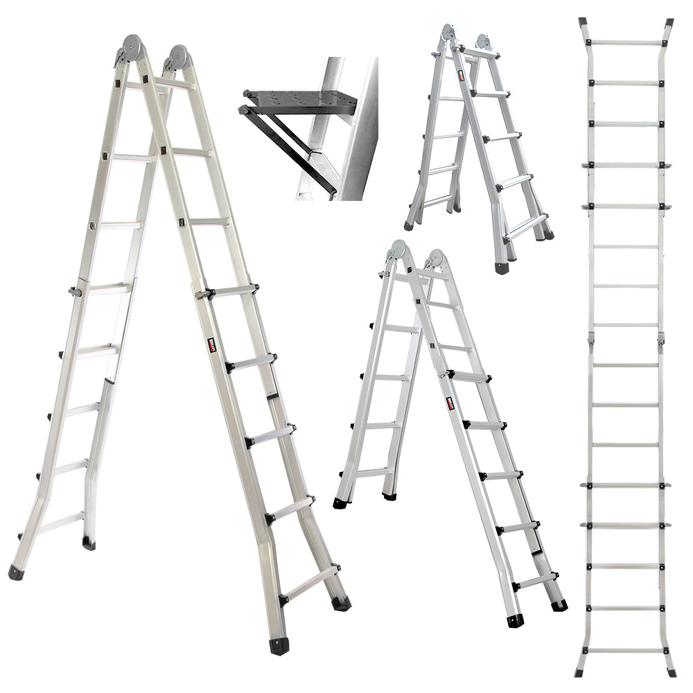 Bullet 5.1m Aluminium Multipurpose Ladder Folding Workshelf Platform