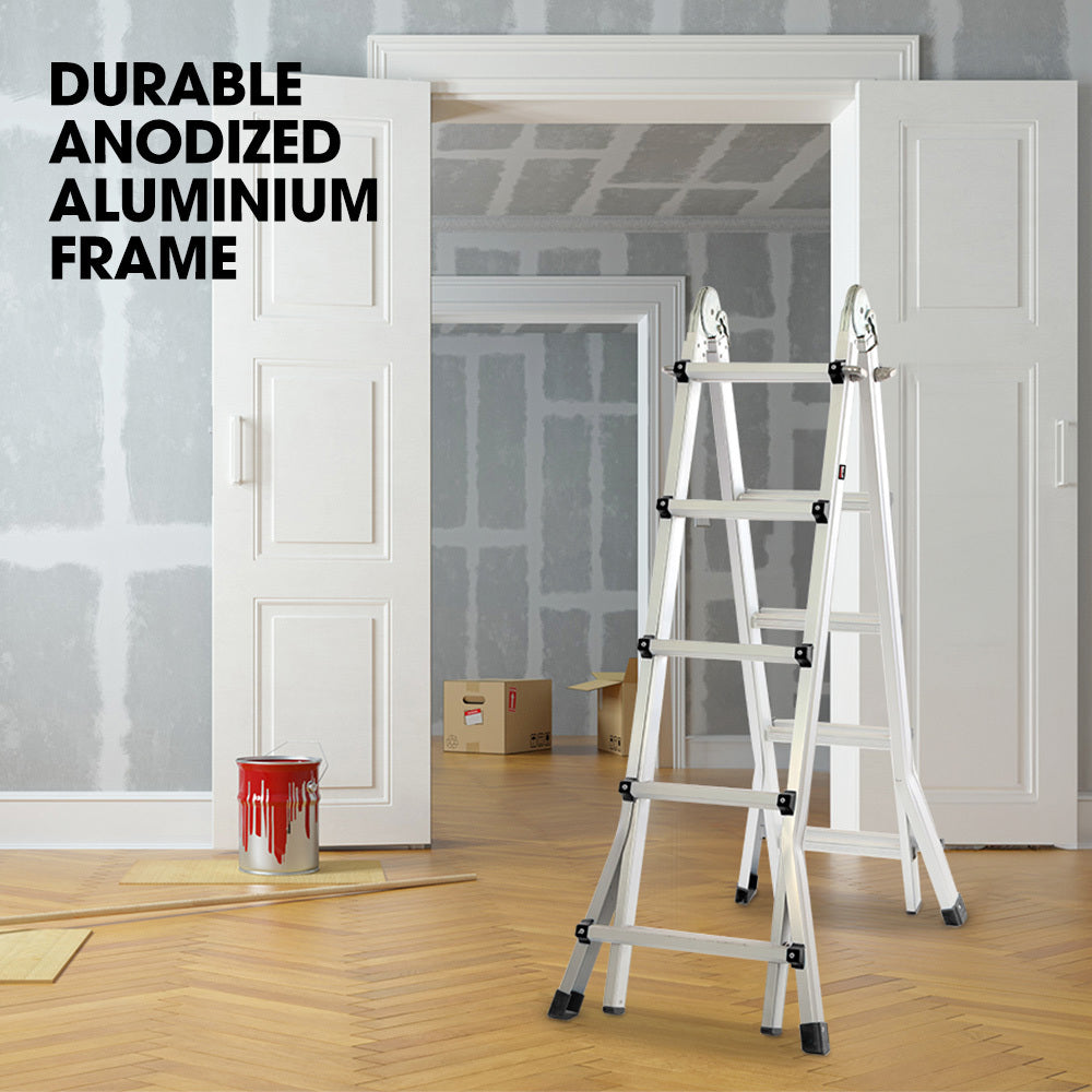 Bullet 5.1m Aluminium Multipurpose Ladder Folding Workshelf Platform