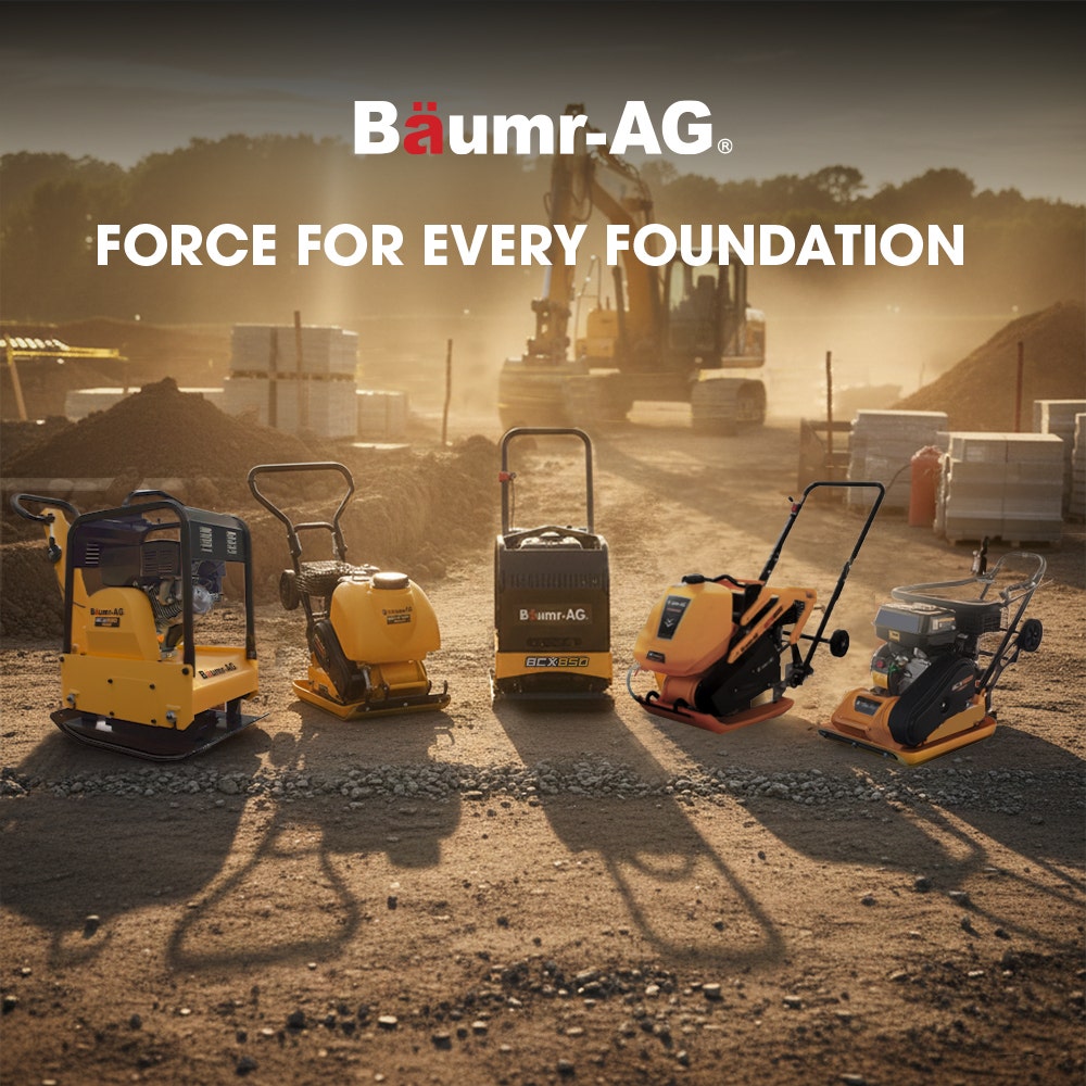 BAUMR-AG 125kg 450x630mm 7HP Plate Compactor, 32kN Vibratory Compaction, Wheel Kit, Protective Paver Pad, Commercial-Grade
