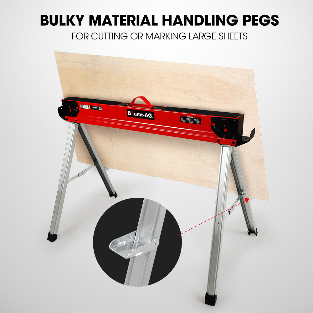 Baumr-AG Heavy-Duty Adjustable Sawhorses 1000kg Capacity Folding Steel Pair