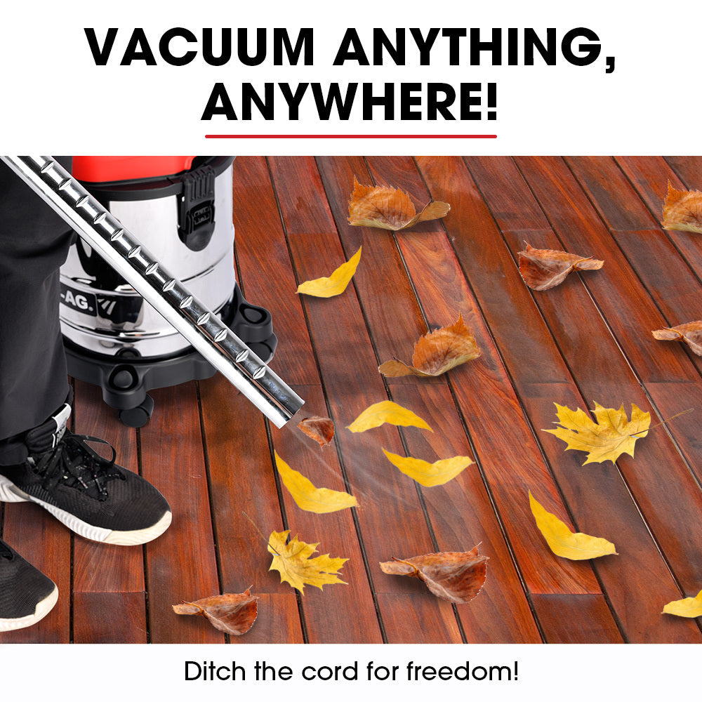 Baumr-AG 20L Cordless Wet & Dry Vacuum Cleaner Kit Stainless Steel