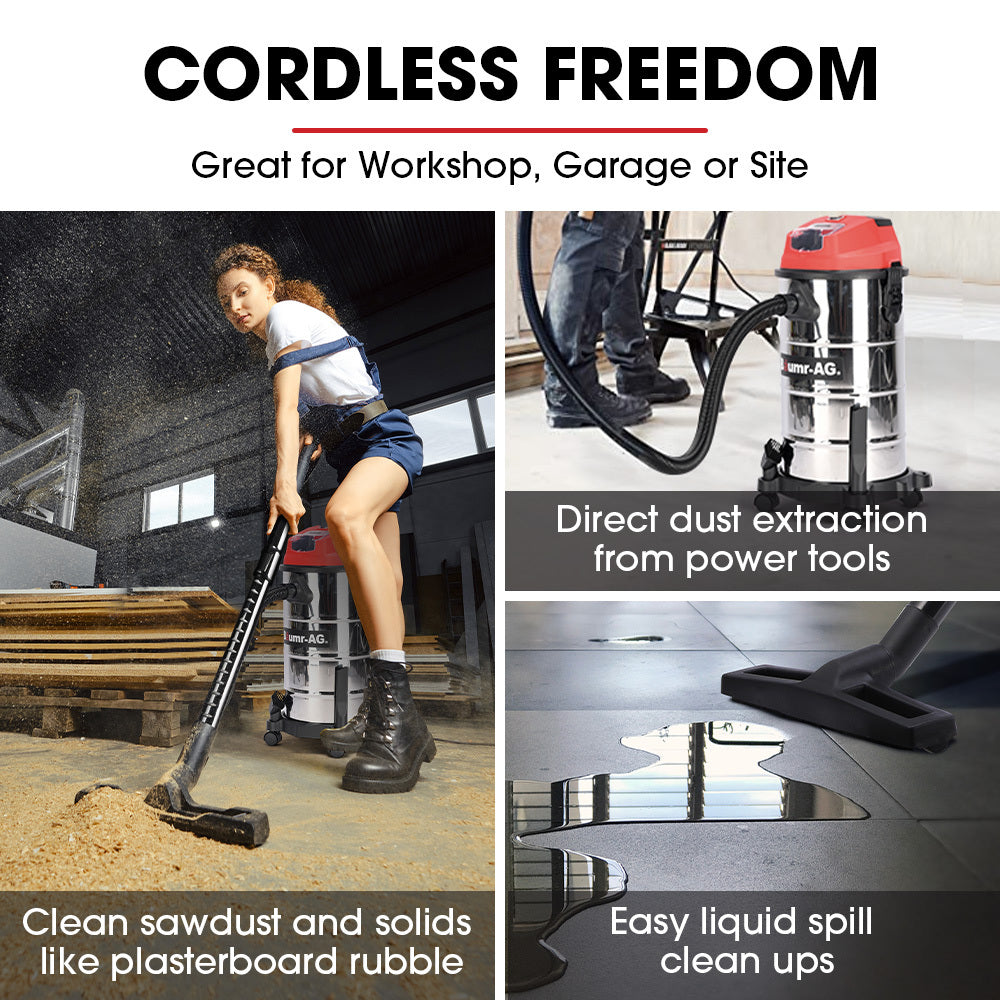 BM-3SL 30L Cordless Wet & Dry Vacuum Cleaner Kit Stainless Steel