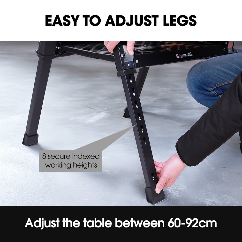 BAUMR-AG Portable Multifunction Workbench, 2-in-1 Worktable and Sawhorse, Height Adjustable, Expandable