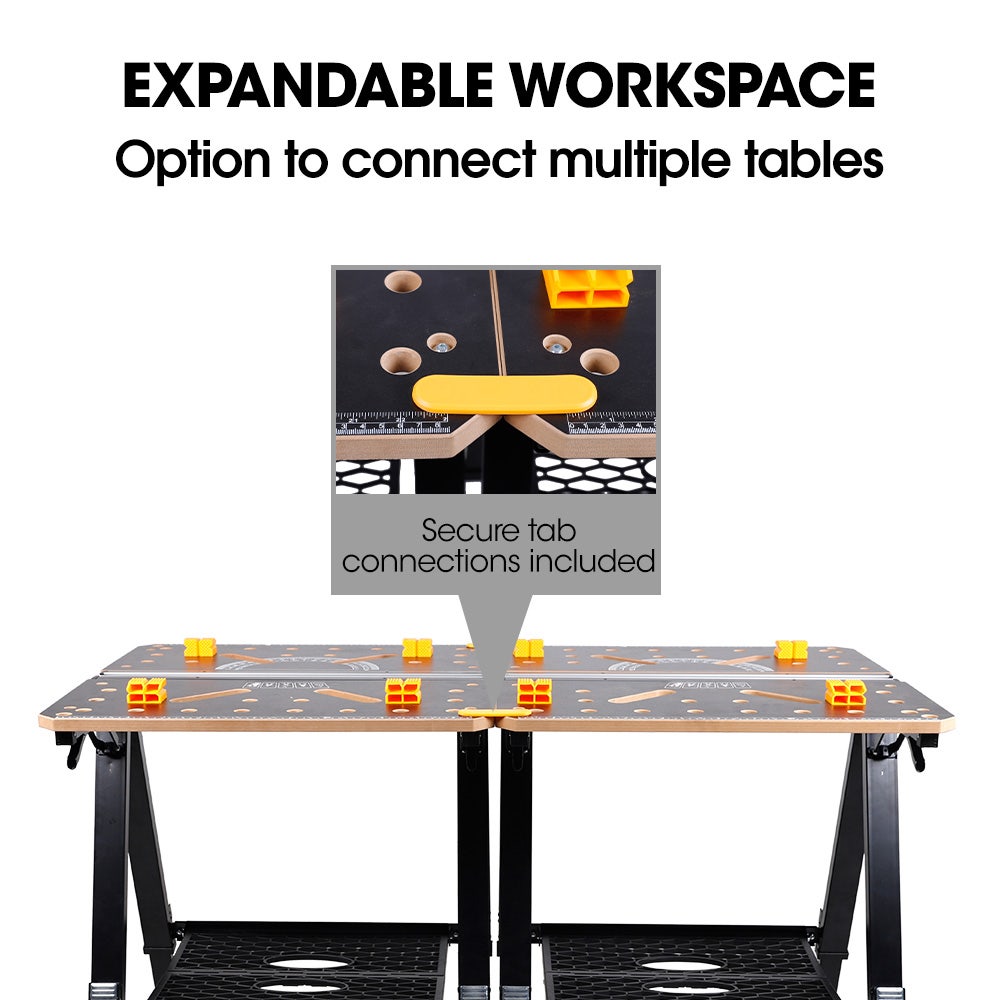 BAUMR-AG Portable Multifunction Workbench, 2-in-1 Worktable and Sawhorse, Height Adjustable, Expandable