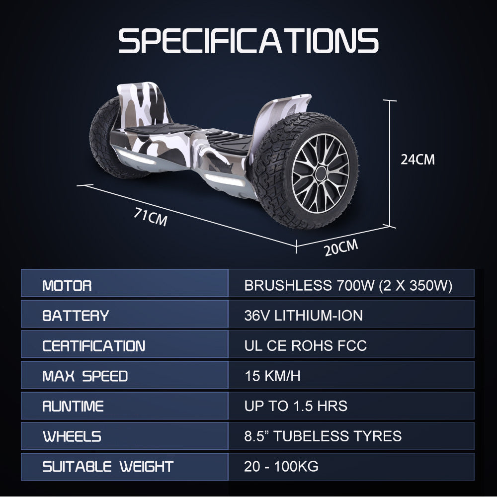 SX-4000 8.5" Hoverboard Scooter Camo LED Self-Balancing