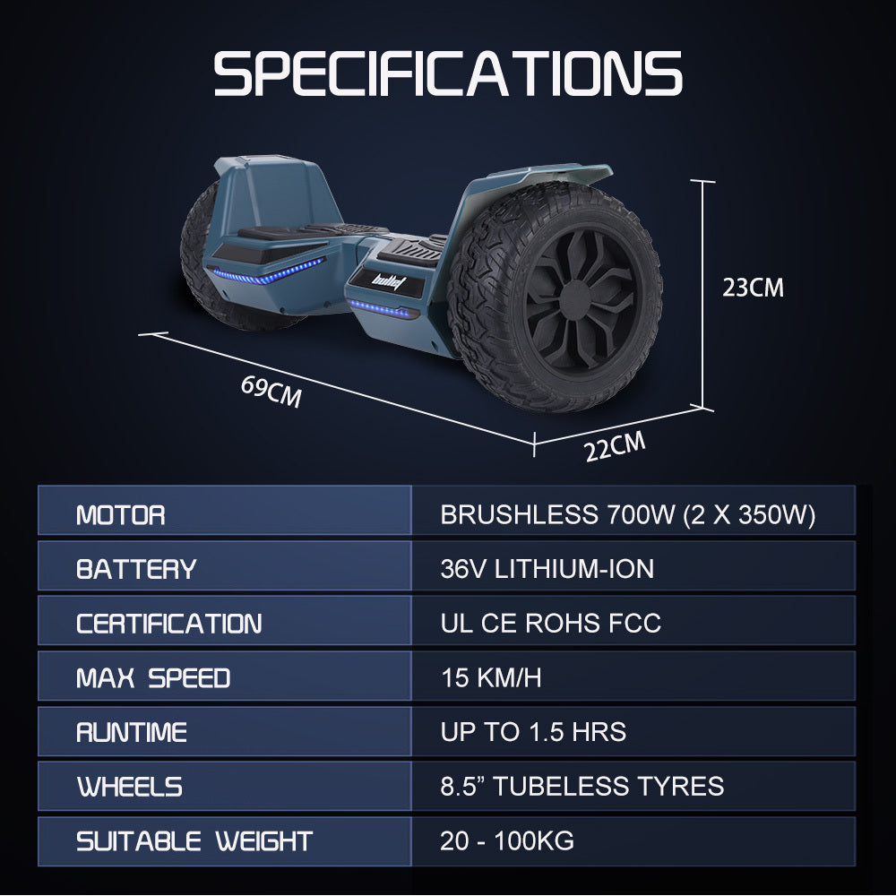 Bullet SX-4500 Hoverboard Scooter 8.5" 700W Self-Balancing Navy Blue