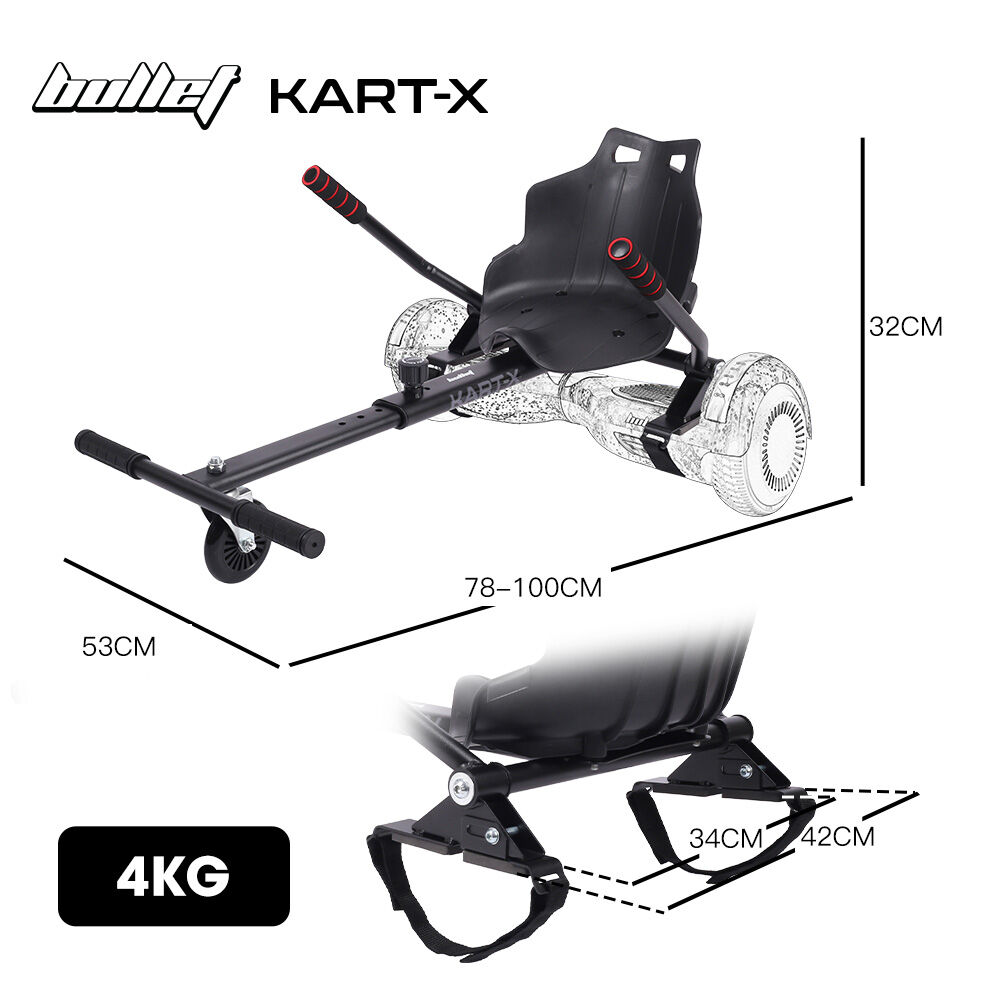 KART-X Hoverboard Seat Attachment Adjustable Frame Black
