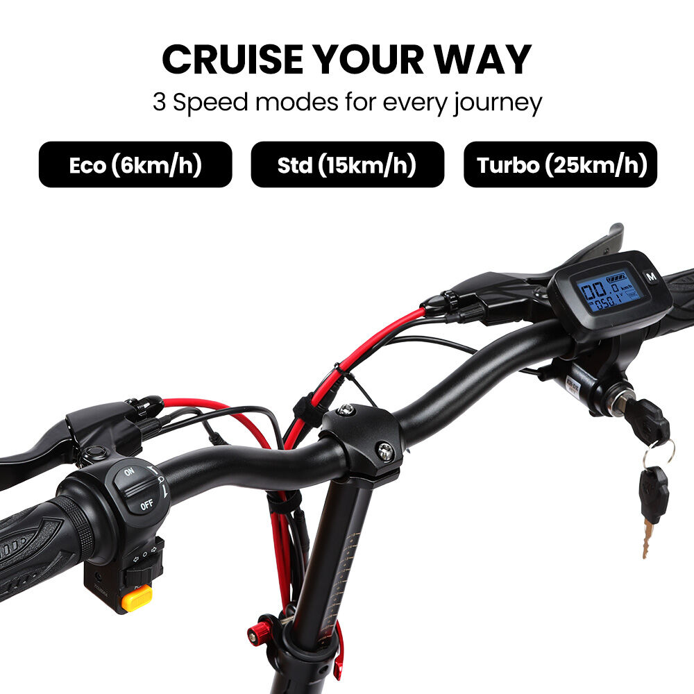 Alpha Rover 500W Electric Scooter with Seat 14-Inch Tyres Black