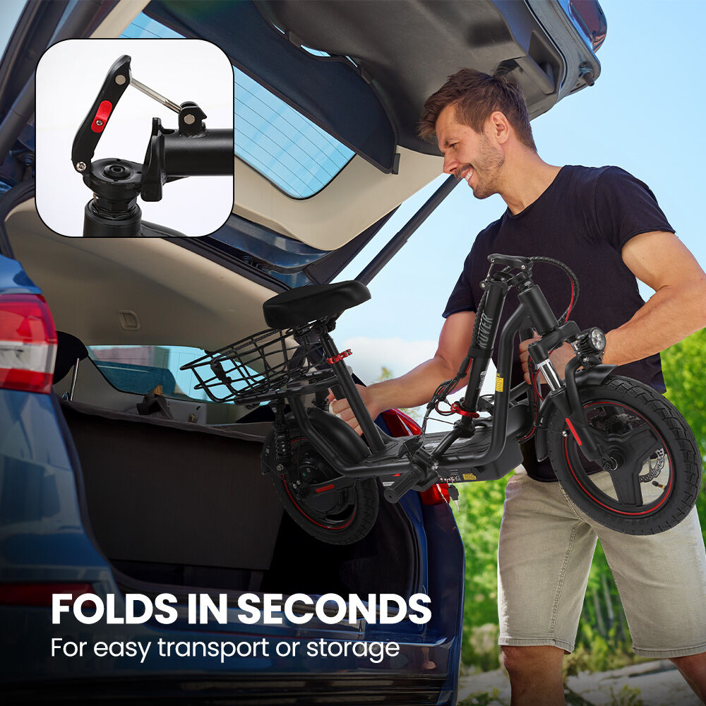 Alpha Rover 500W Electric Scooter with Seat 14-Inch Tyres Black