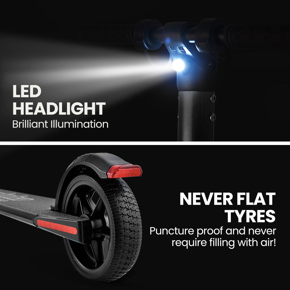 300W 10Ah Electric Scooter, LED Display, Suspension, Black - Alpha