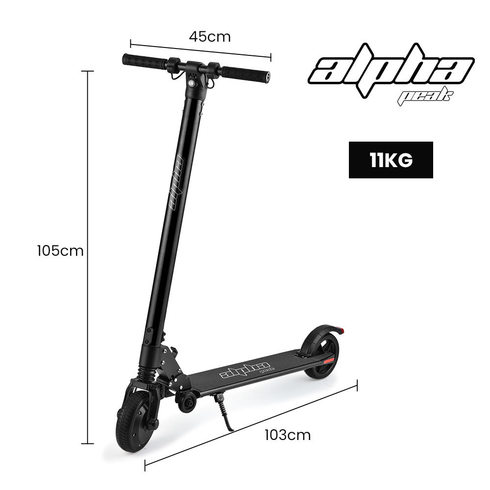 300W 10Ah Electric Scooter, LED Display, Suspension, Black - Alpha