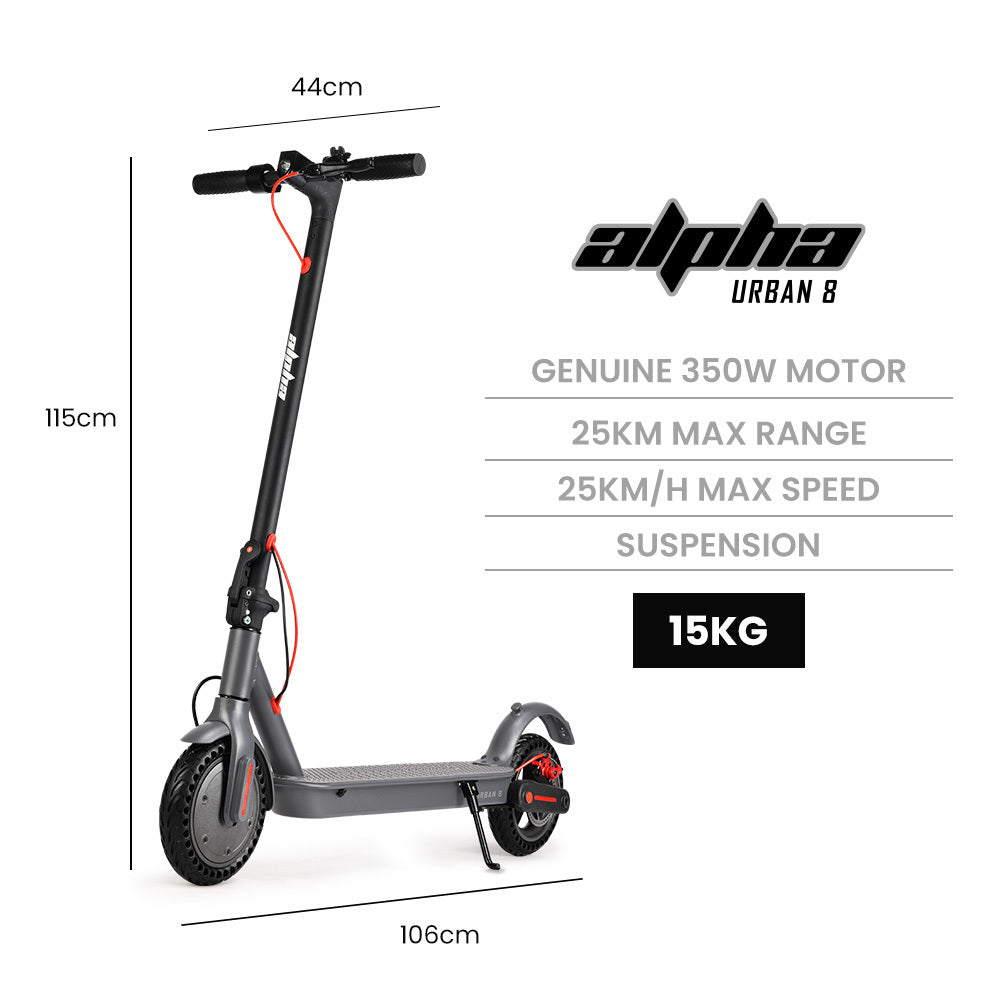 Urban 8 Electric Scooter 25km Range 8.5-Inch Wheels Grey