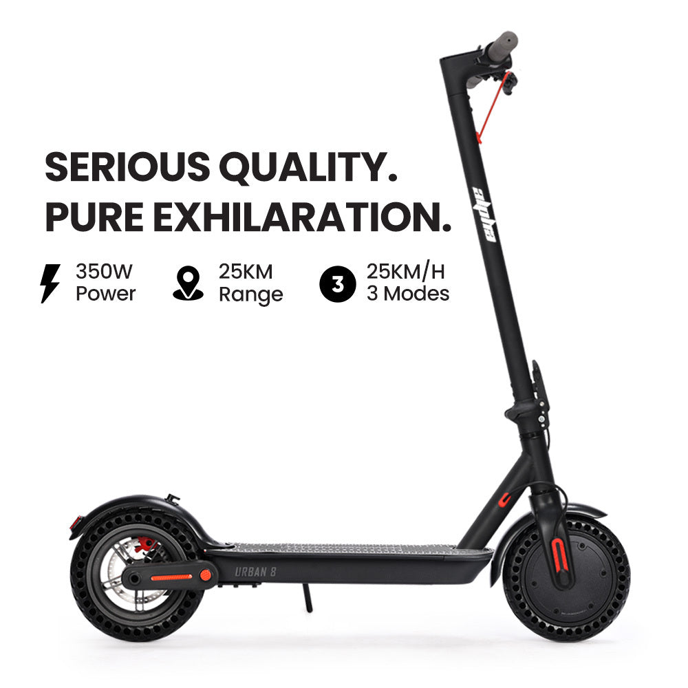Urban 8 Electric Scooter 25km Range Brushless Motor Black