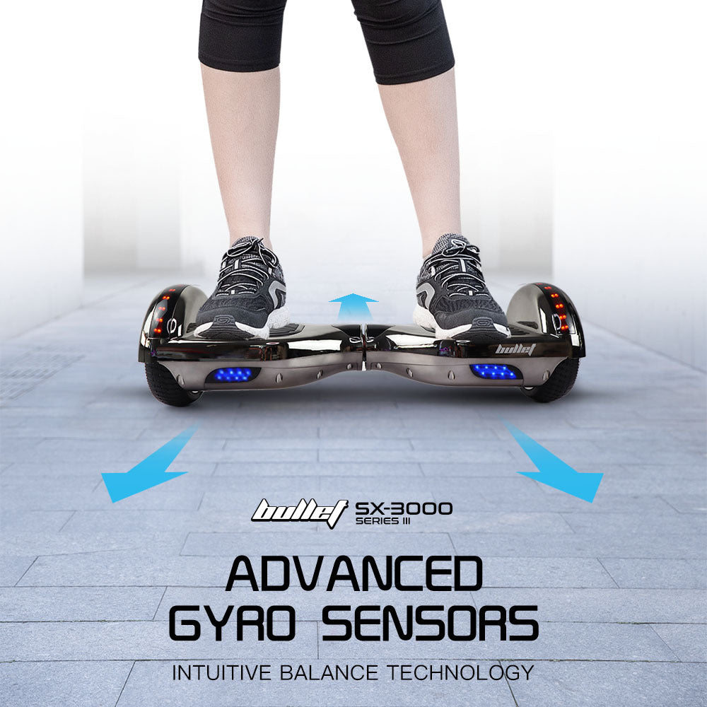 BULLET Hoverboard Electric Scooter 6.5 Inch Wheels Self Balancing Gen III Chrome Style Carry Bag