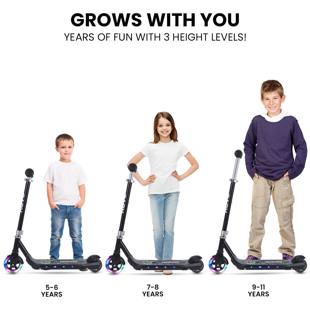 WhizKid Kids Electric Scooter Adjustable Height Black