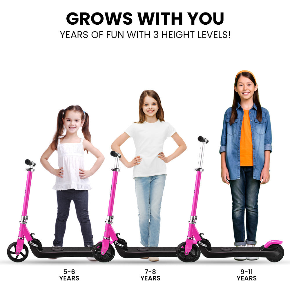 Foldable Pink Electric Scooter 125W 12km/h, Rovo Kids