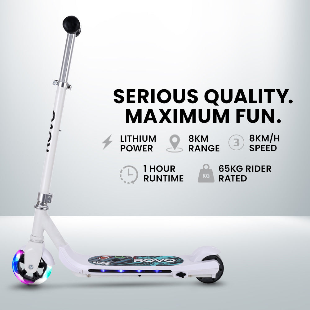 WhizKid Kids Electric Scooter Adjustable Brushless Motor White