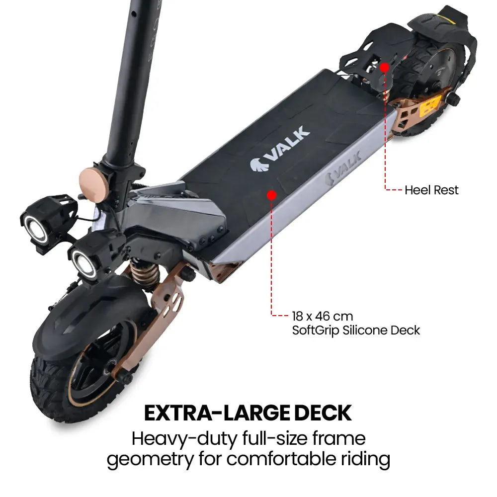VALK Ego 8 Electric Scooter, Powerful, AU Compliant, 48V 13Ah, 55km Max Range, eScooter for Adults, Foldable, Off Road, Black/Bronze