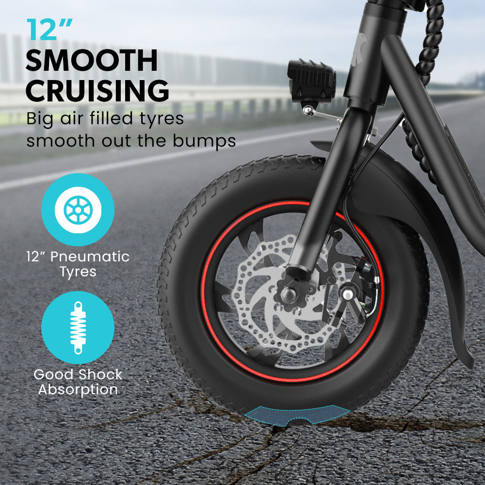 Metro 3 Electric Scooter 12" Tyres Disc Brakes Seat Black
