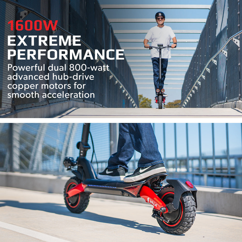 Primal 9 1600W Dual Motor Electric Scooter Black/Red