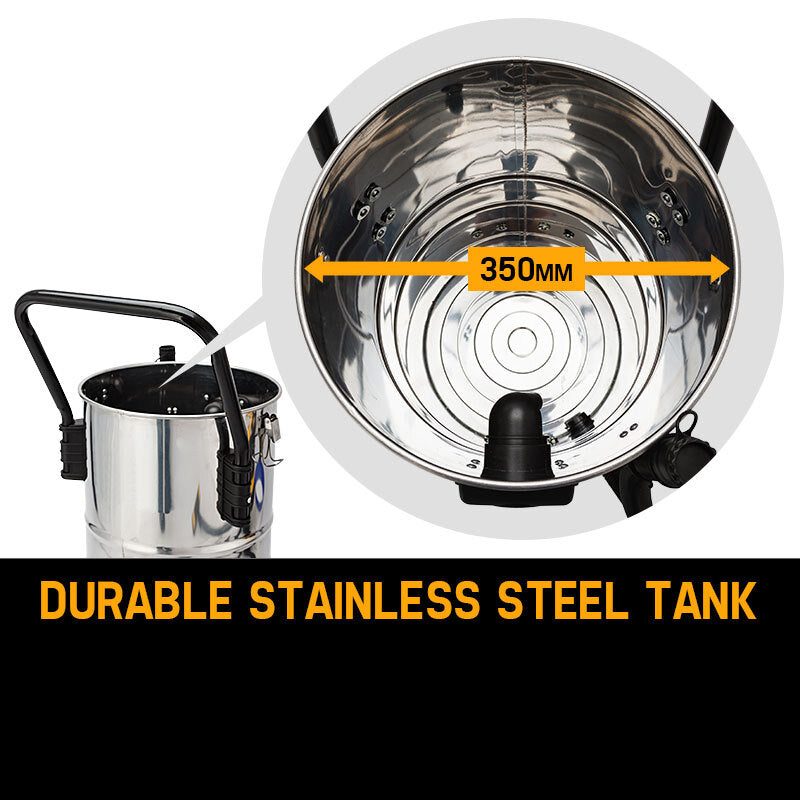 60L Stainless Steel Wet and Dry Vacuum, 2000W, Bagless, Unimac