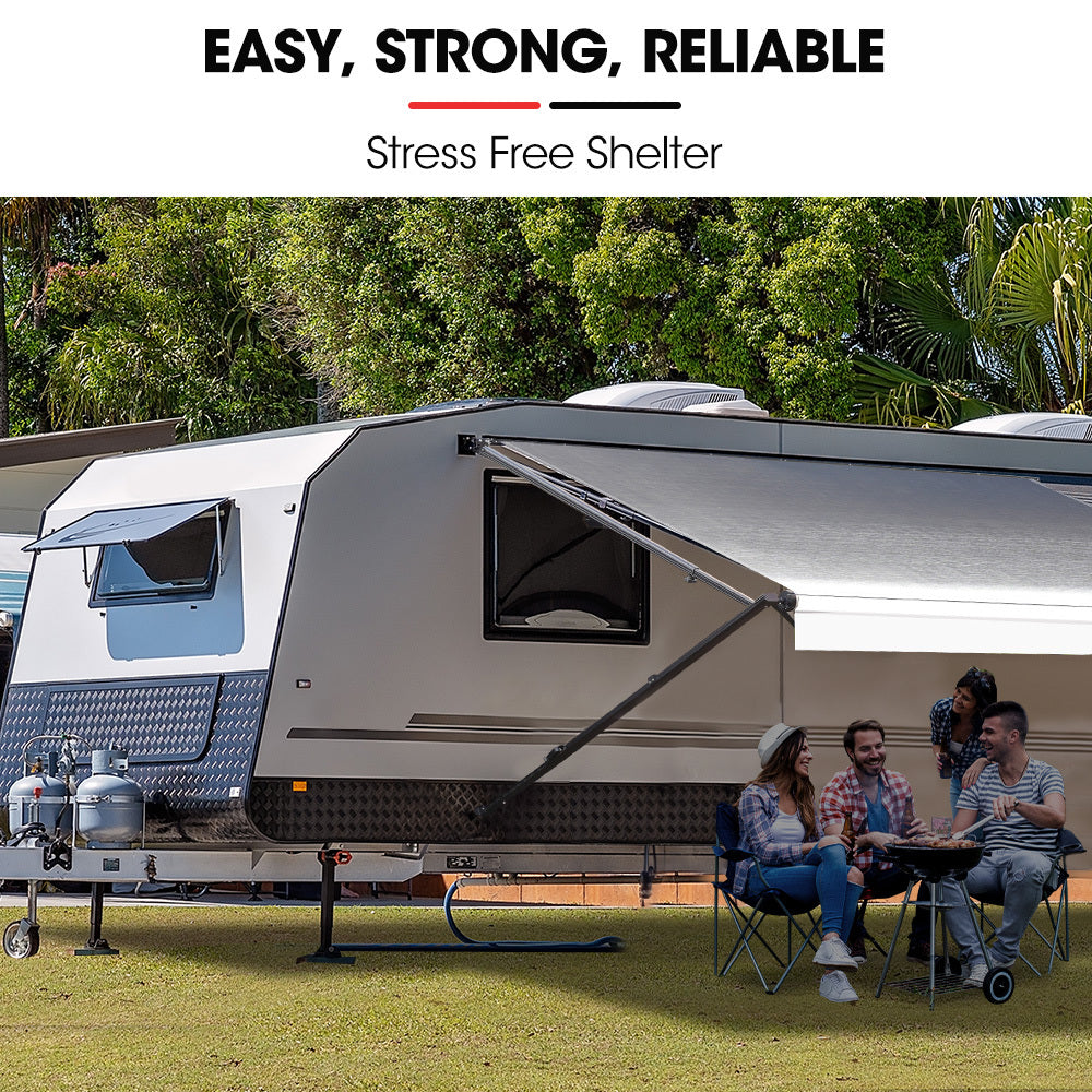 Shade Shield 15ft x 8ft Caravan Awning Aluminium Vinyl Grey-Silver Fade