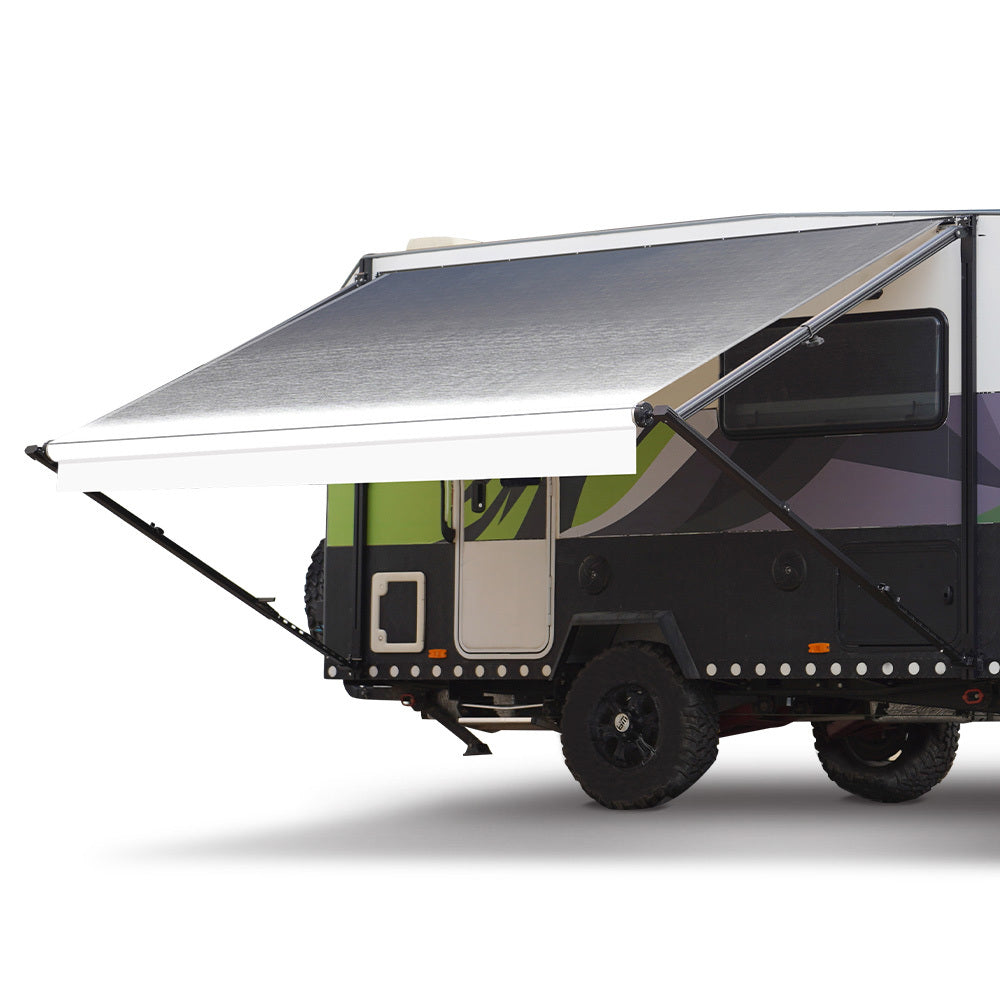 Shade Shield 16ft x 8ft Caravan Awning Retractable Aluminium Vinyl Grey Fade