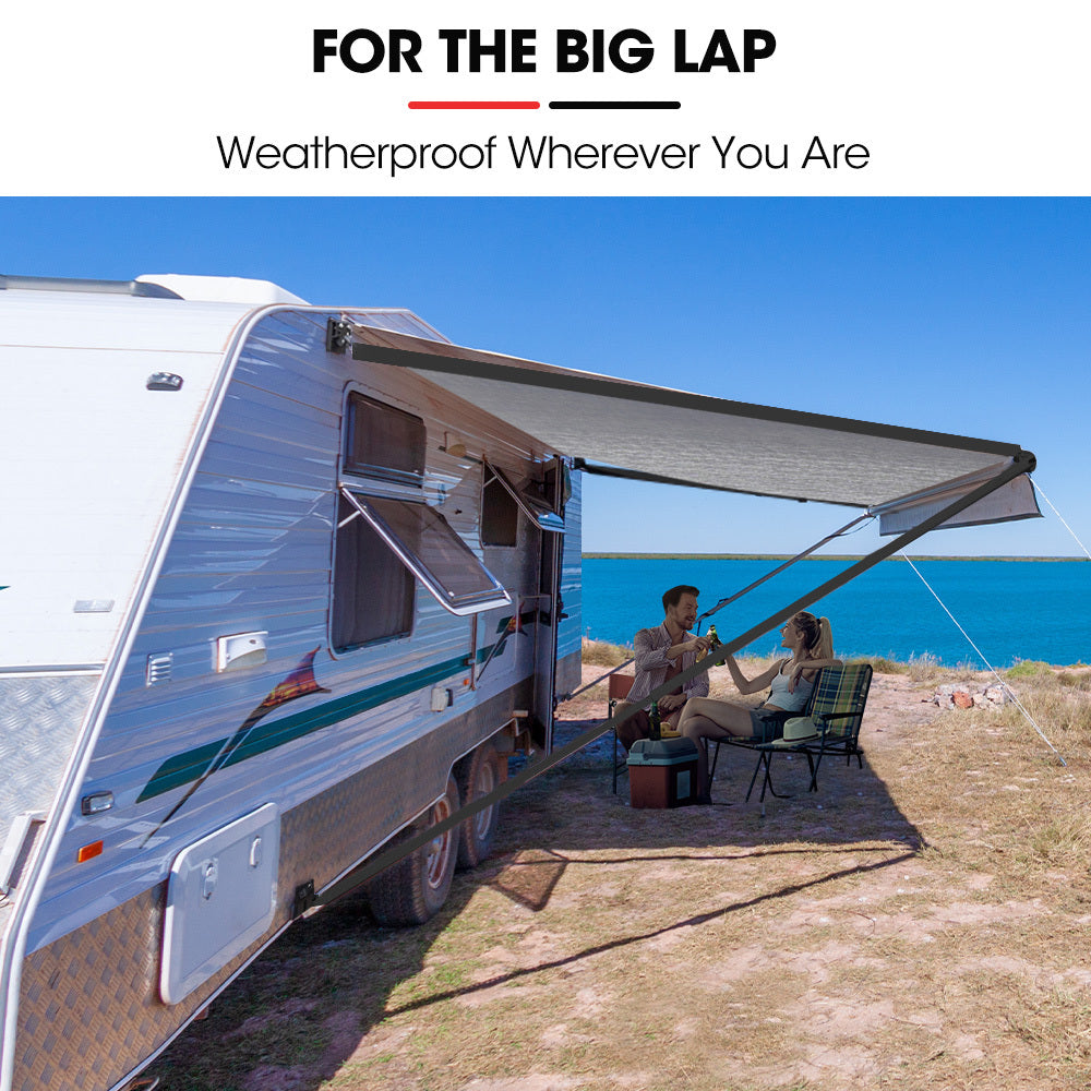 Shade Shield 17ft x 8ft Caravan Awning Retractable Aluminium Vinyl Grey to Silver