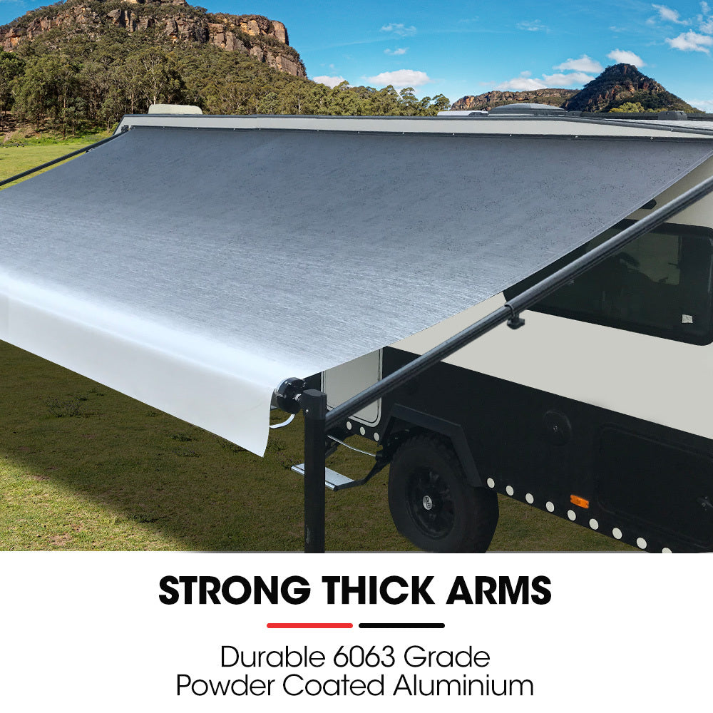 Shade Shield 17ft x 8ft Caravan Awning Retractable Aluminium Vinyl Grey to Silver