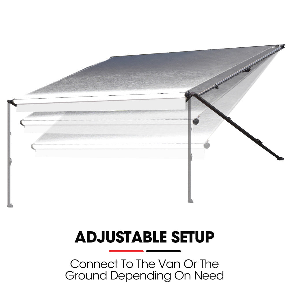 Shade Shield 17ft x 8ft Caravan Awning Retractable Aluminium Vinyl Grey to Silver