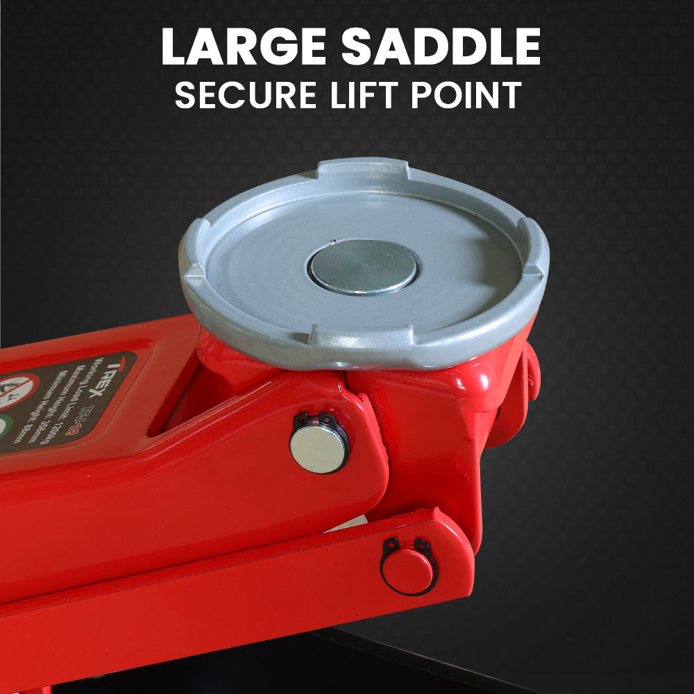 T-REX 1200kg Hydraulic Trolley Jack Low Profile Dual Pump Quick Release