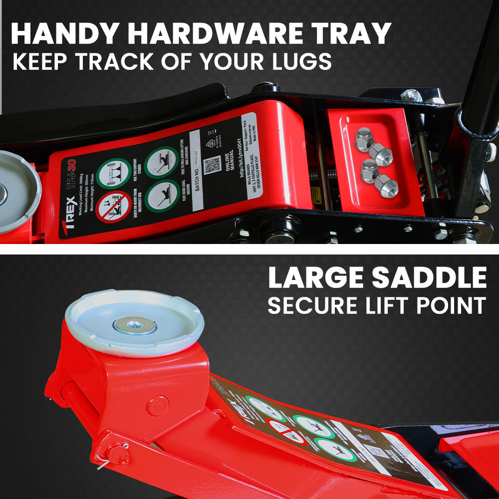 T-REX 3000KG Hydraulic Trolley Jack Dual Pump High Lift
