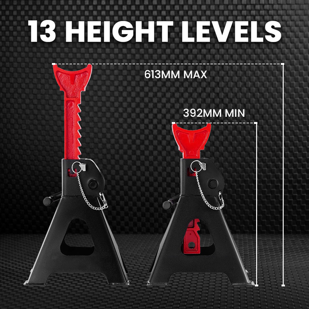 T-Rex 4000kg Automotive Jack Stands 2-Piece Adjustable Steel