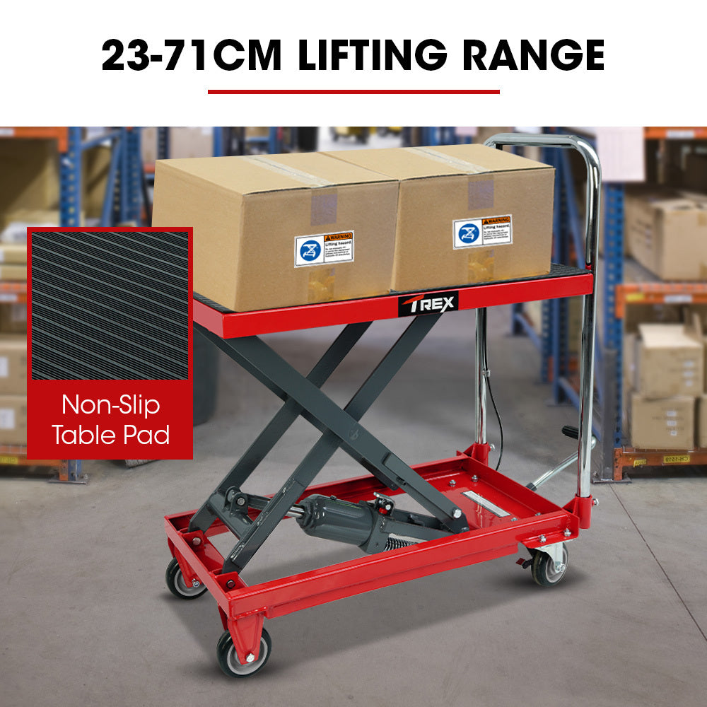T-Rex 230kg Hydraulic Scissor Lift Trolley Non-Skid Rubber Platform