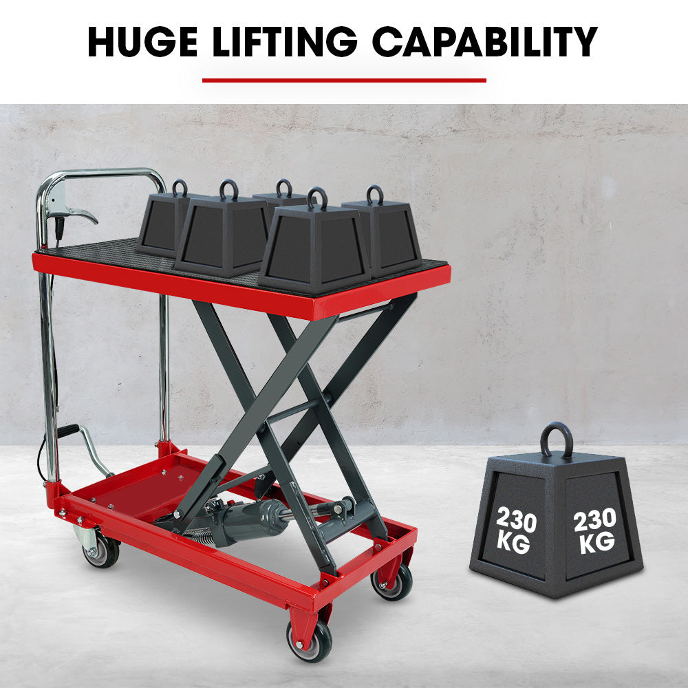 T-Rex 230kg Hydraulic Scissor Lift Trolley Non-Skid Rubber Platform