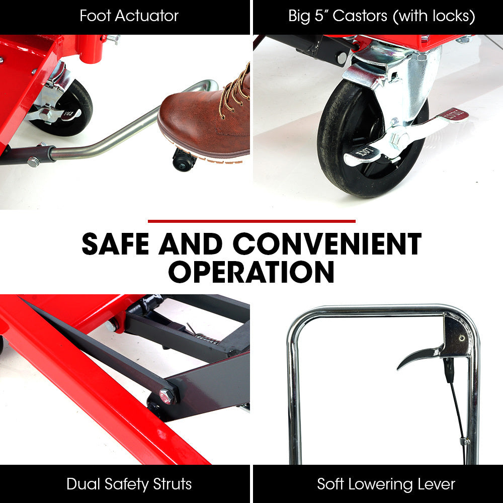 T-Rex 300kg Hydraulic Double Scissor Lift Trolley 1.3m Heavy-Duty