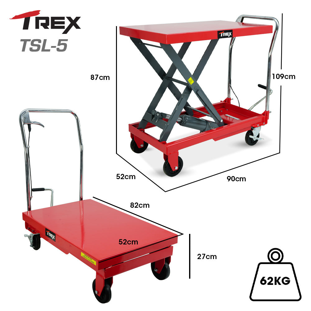 T-Rex 500kg Hydraulic Scissor Lift Trolley Heavy-Duty Material Handling