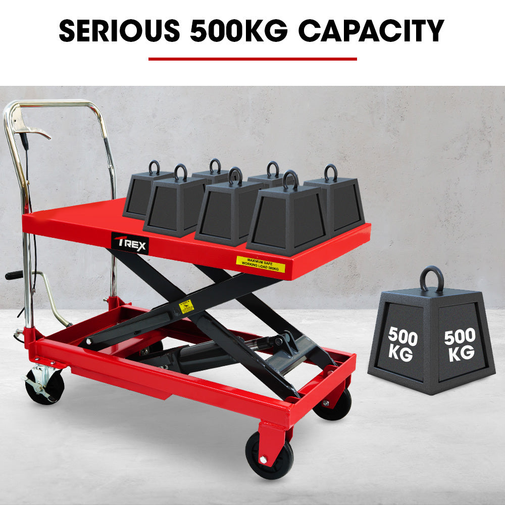 T-Rex 500kg Hydraulic Scissor Lift Trolley Heavy-Duty Material Handling