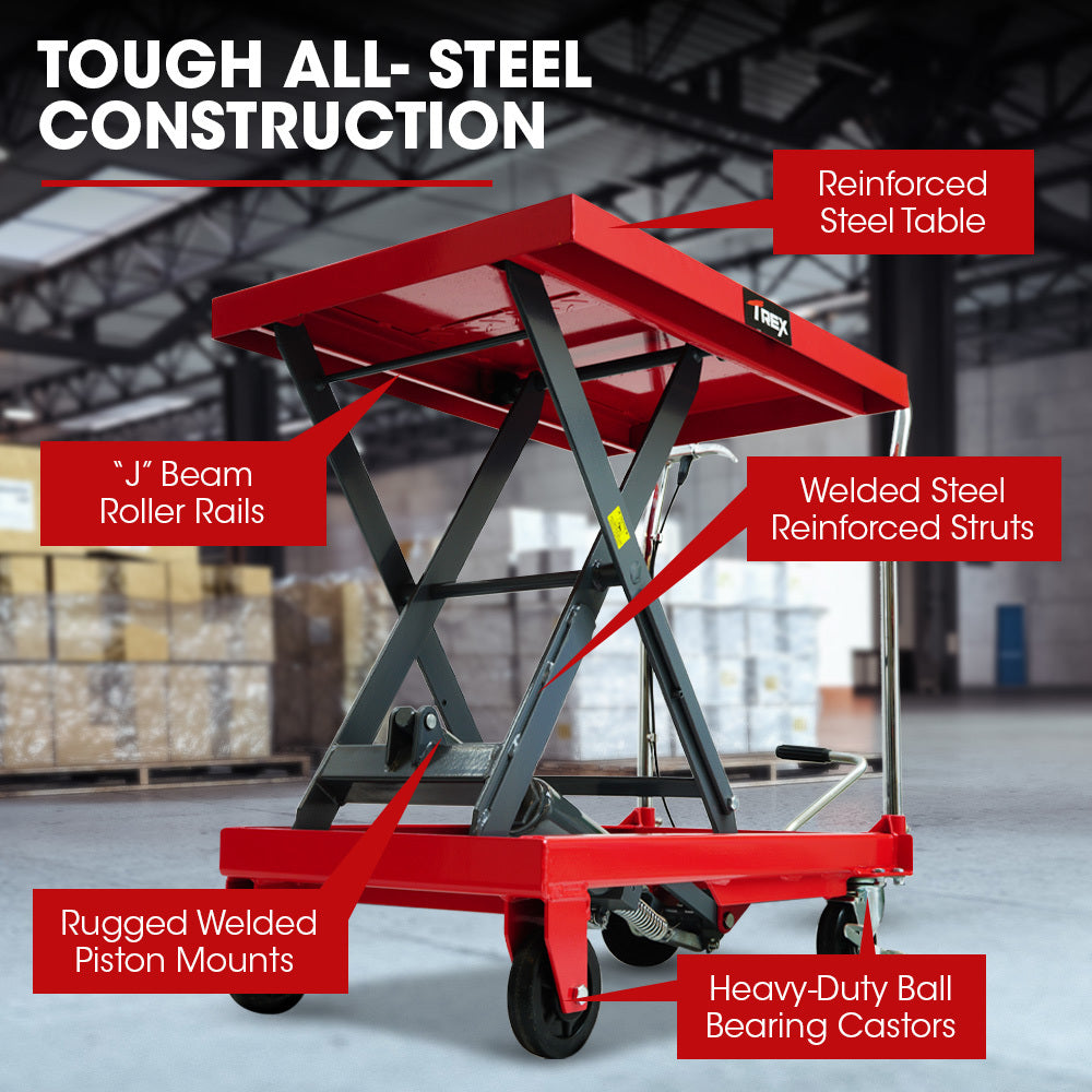 T-Rex 500kg Hydraulic Scissor Lift Trolley Heavy-Duty Material Handling