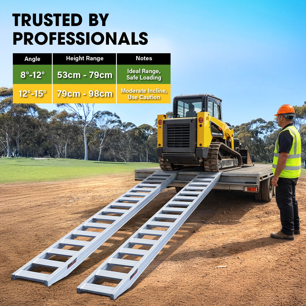 BULLET Pair of 3.8m Aluminium Loading Ramps, 4000kg Total Capacity, Heavy-Duty, 80cm Max Height, Safety Pin, for Car, 4x4, Ride on Mower, ATV, Mini Excavator