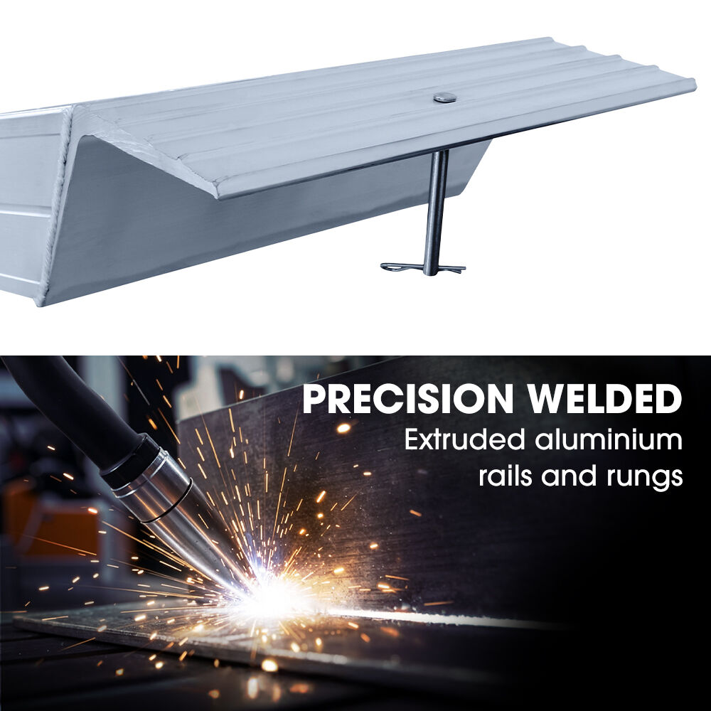 BULLET Pair of 3.8m Aluminium Loading Ramps, 4000kg Total Capacity, Heavy-Duty, 80cm Max Height, Safety Pin, for Car, 4x4, Ride on Mower, ATV, Mini Excavator