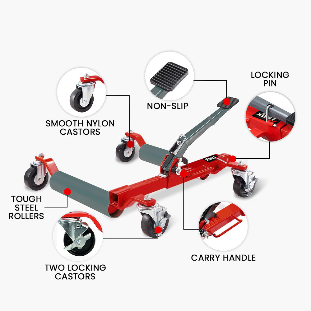T-Rex 590kg Vehicle Positioning Jack Ratcheting Wheel Dolly