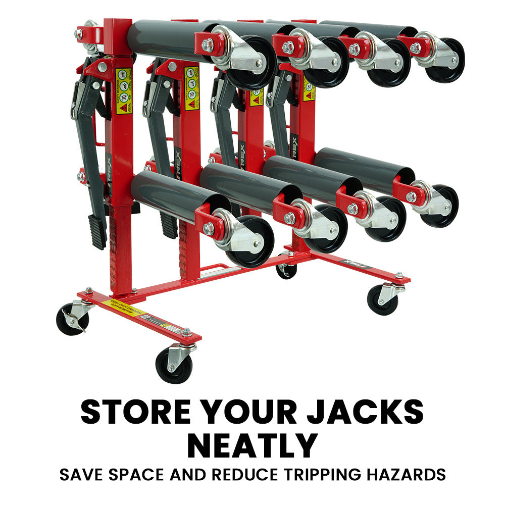 T-Rex Heavy Duty Vehicle Jack Storage Rack with Locking Castor Wheels